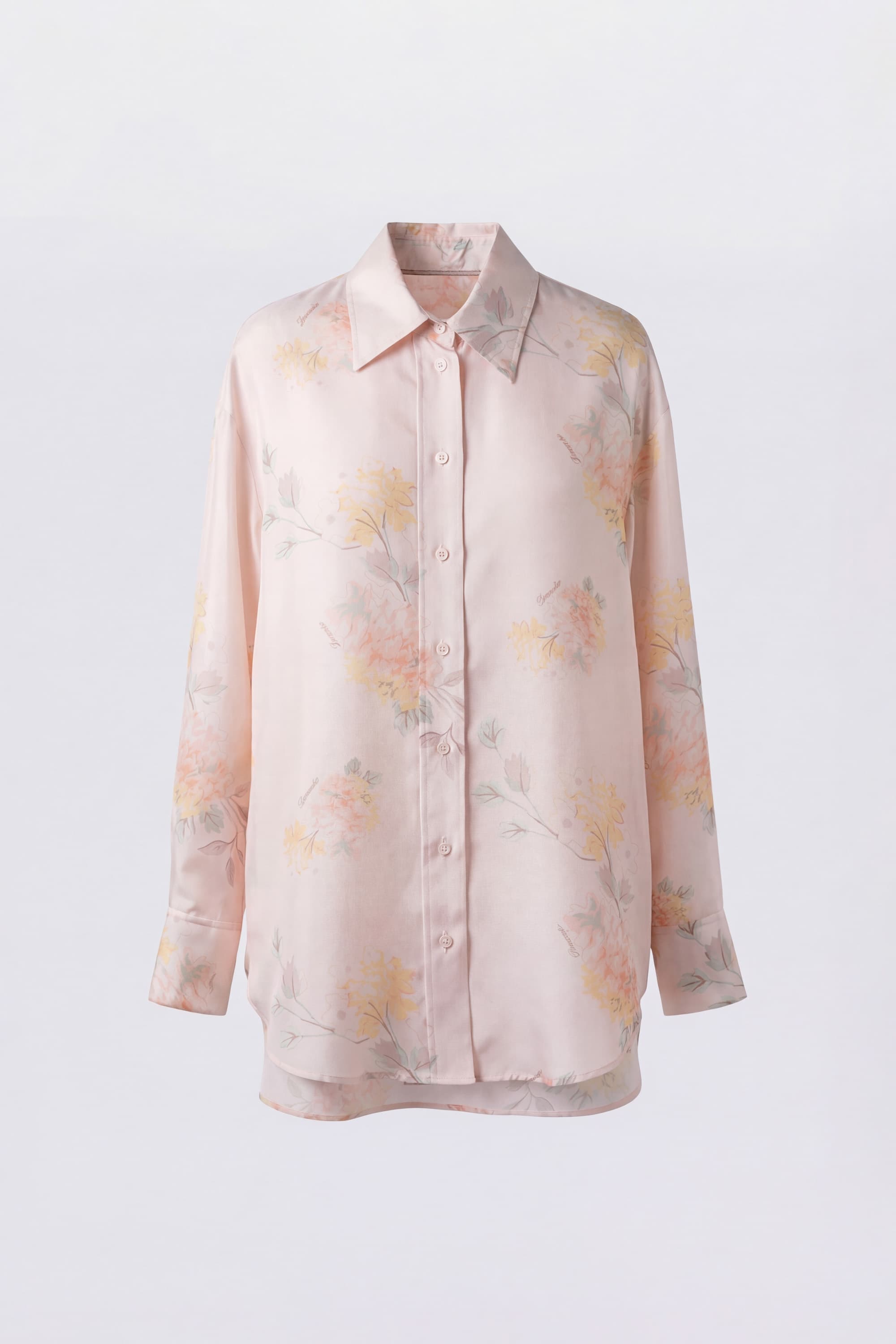 Camisa Túnica de Seda con Estampado Floral Acuarelado