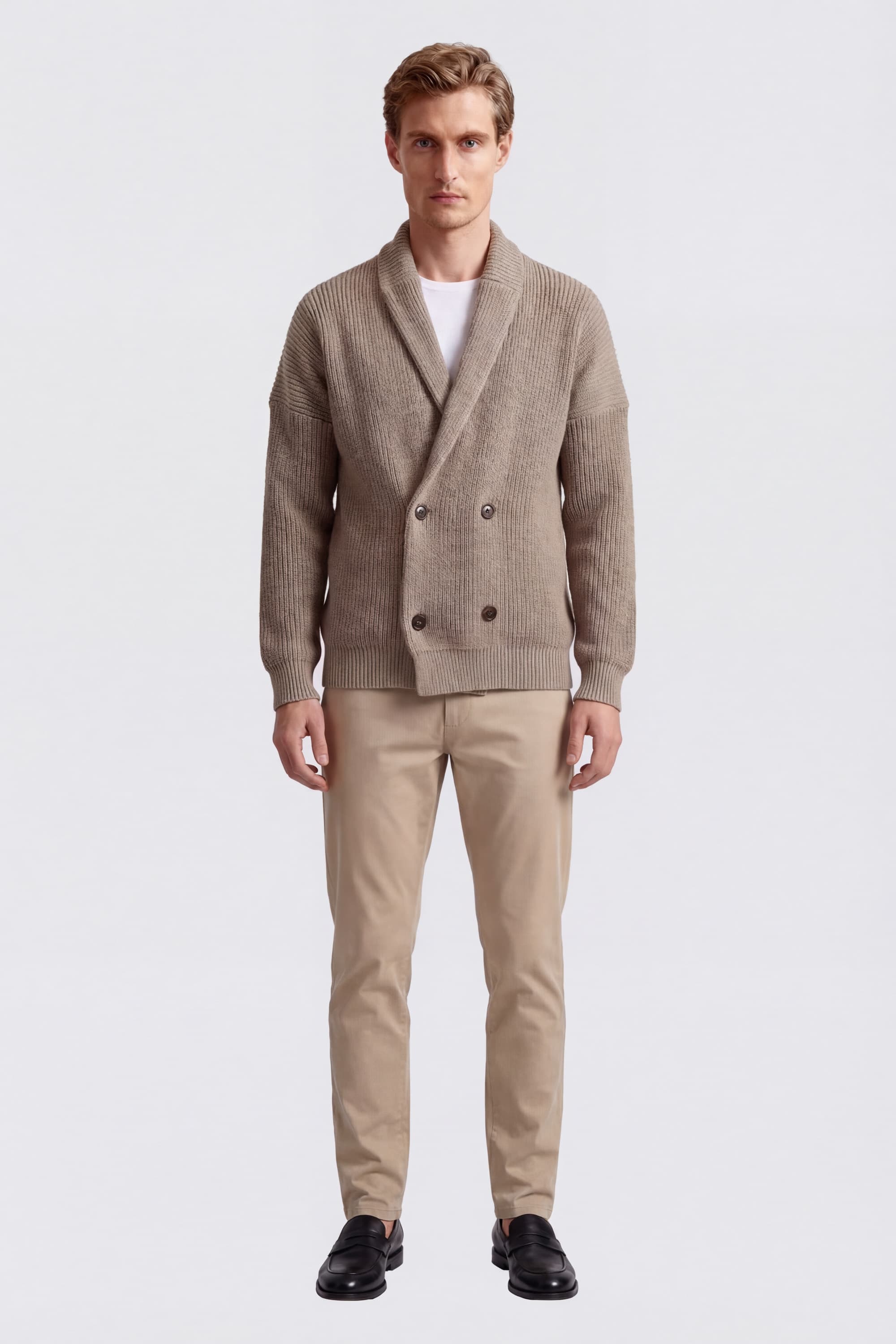 Double-Breasted Cardigan in Cotton Corn Stitch - Image 2
