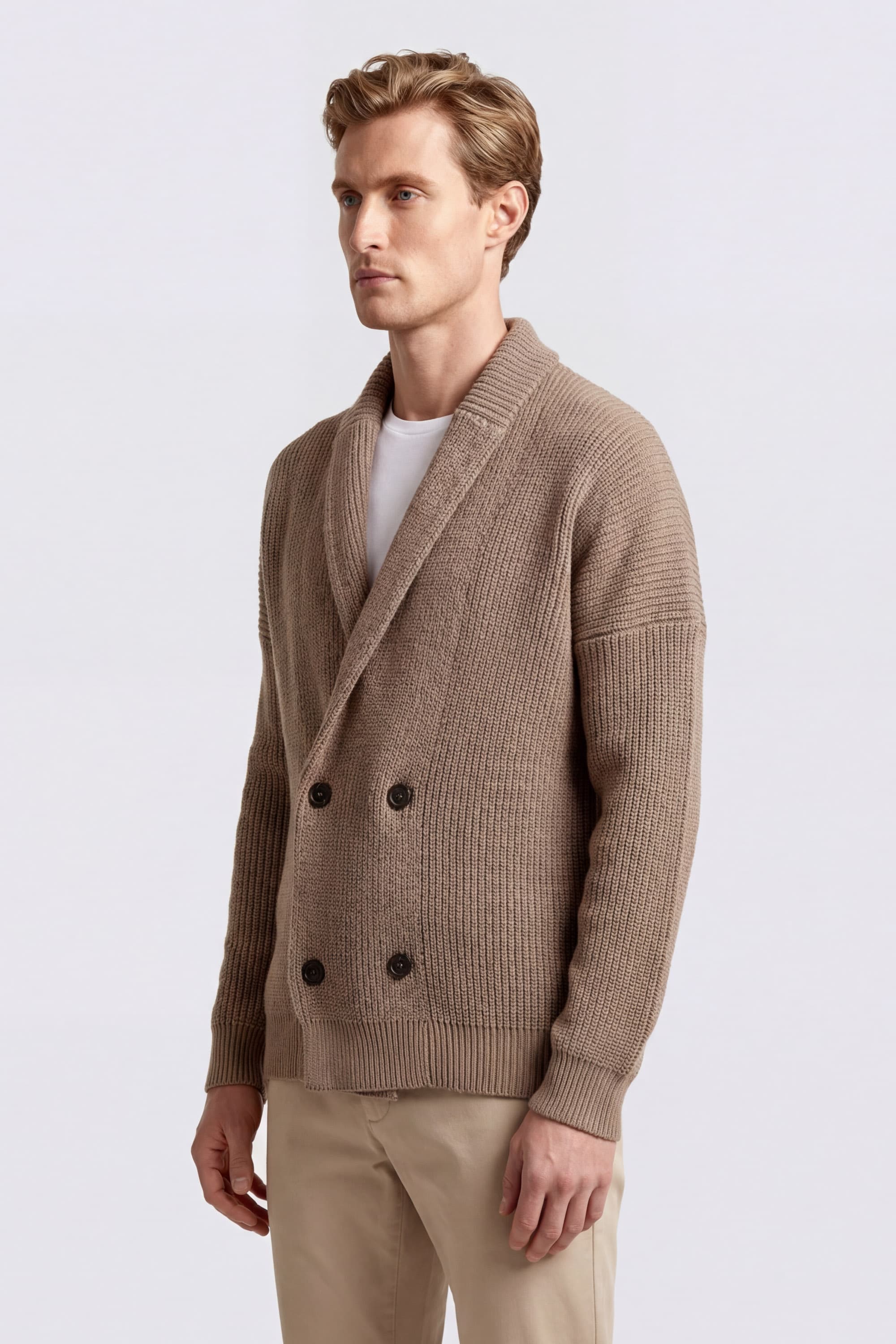 Double-Breasted Cardigan in Cotton Corn Stitch - Image 3