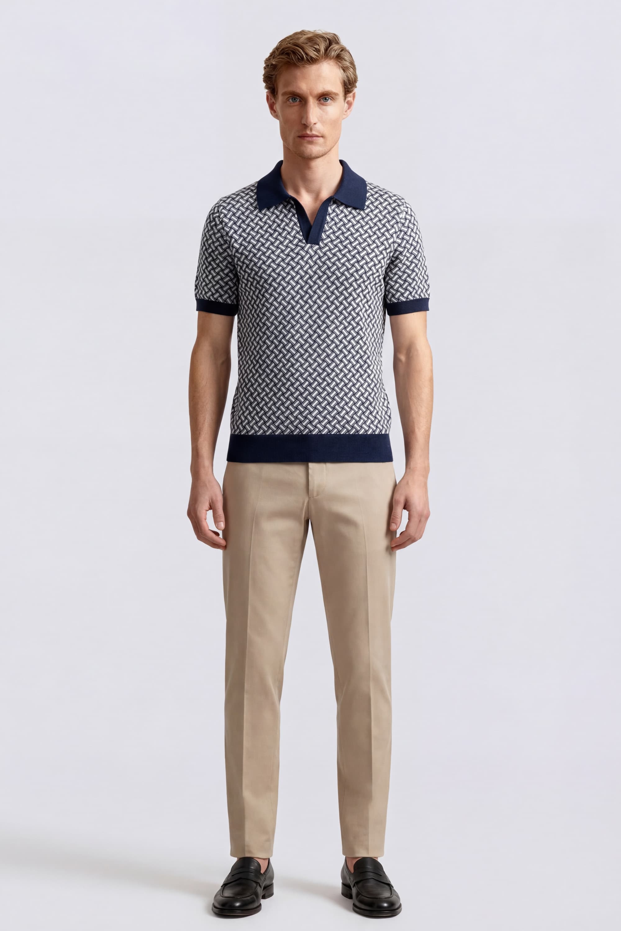 Cotton and Linen Razor Blade Polo - Image 3
