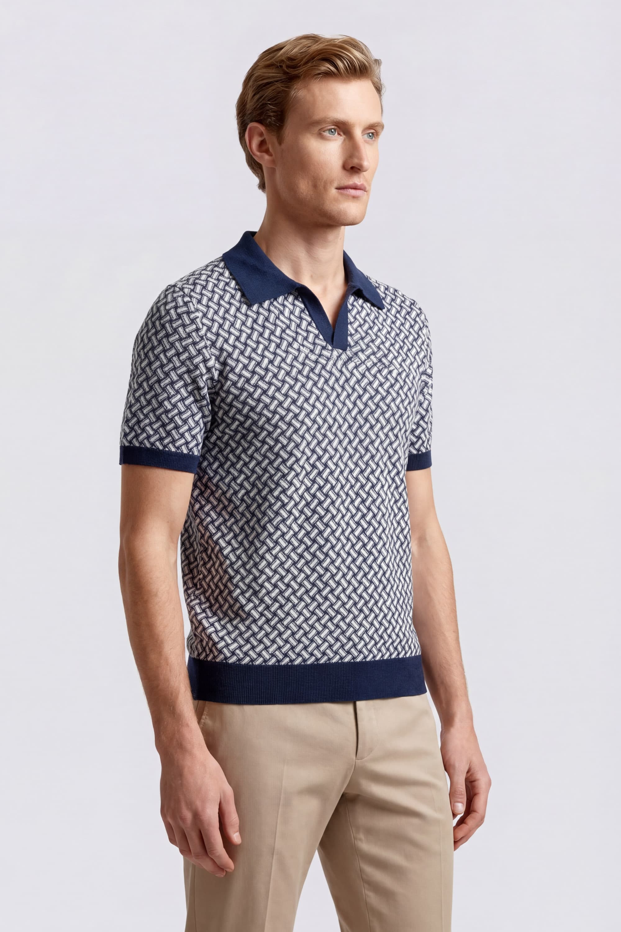 Cotton and Linen Razor Blade Polo - Image 4