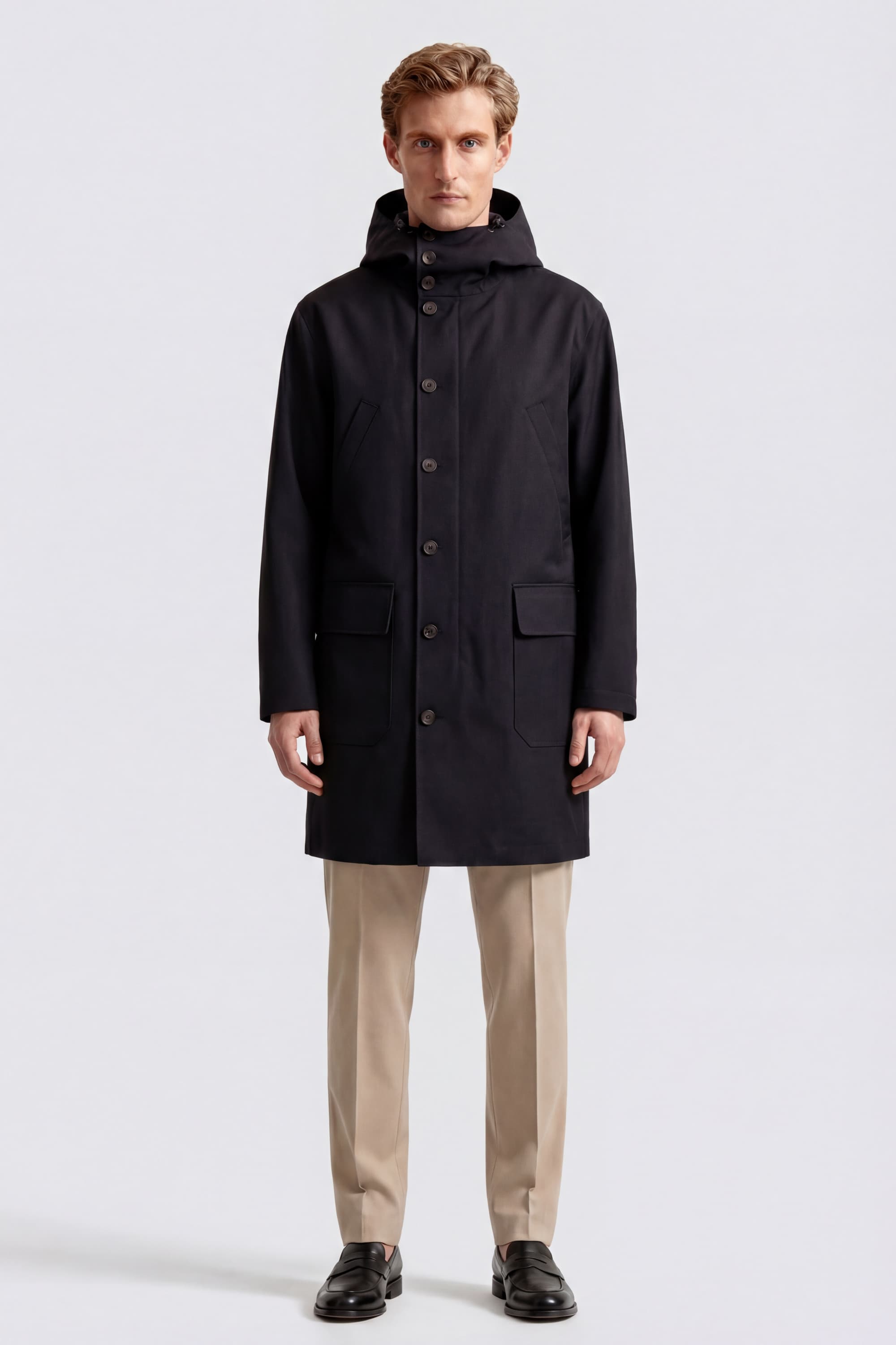 Technical Hooded Coat in Gabardine - Image 2
