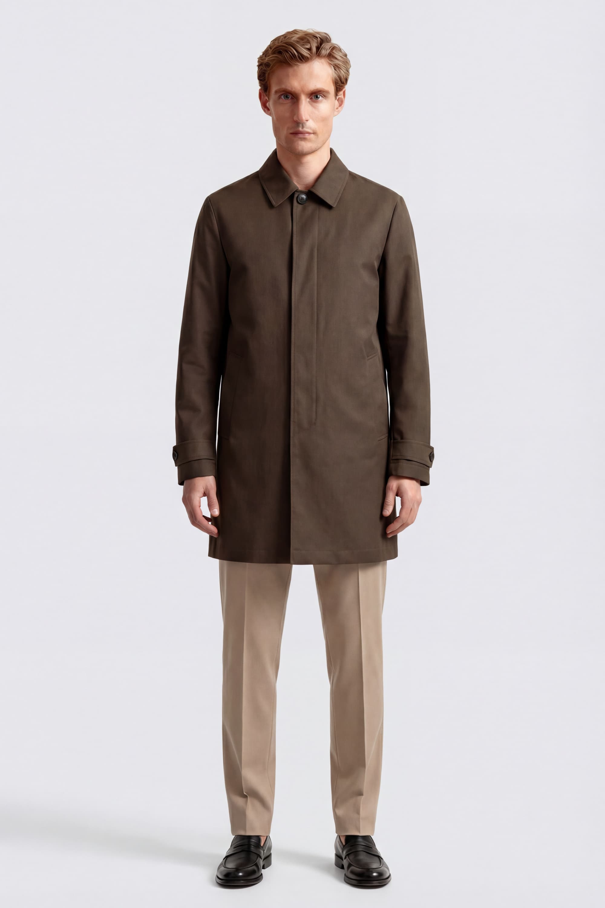 Gabardine Overcoat with Checked Lining - Image 2