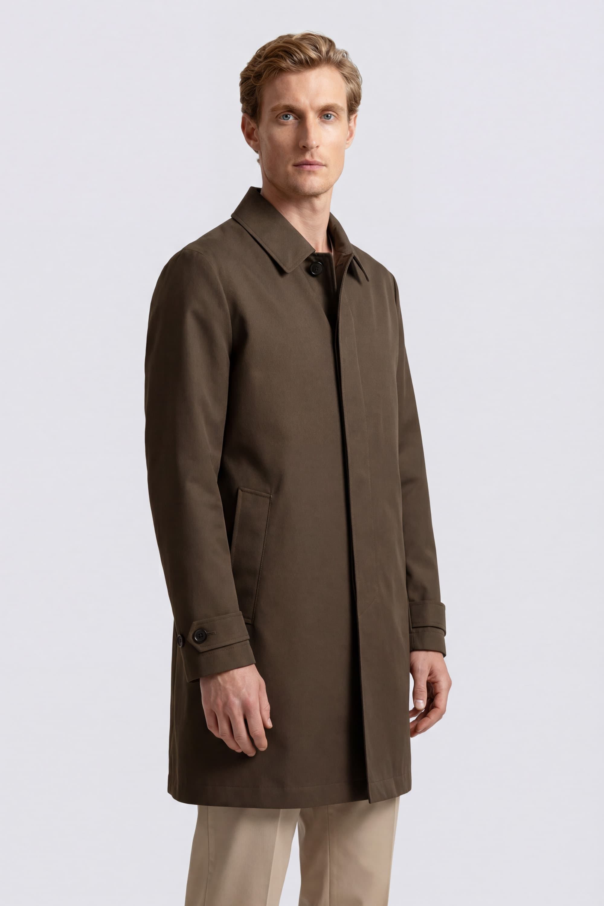 Gabardine Overcoat with Checked Lining - Image 3