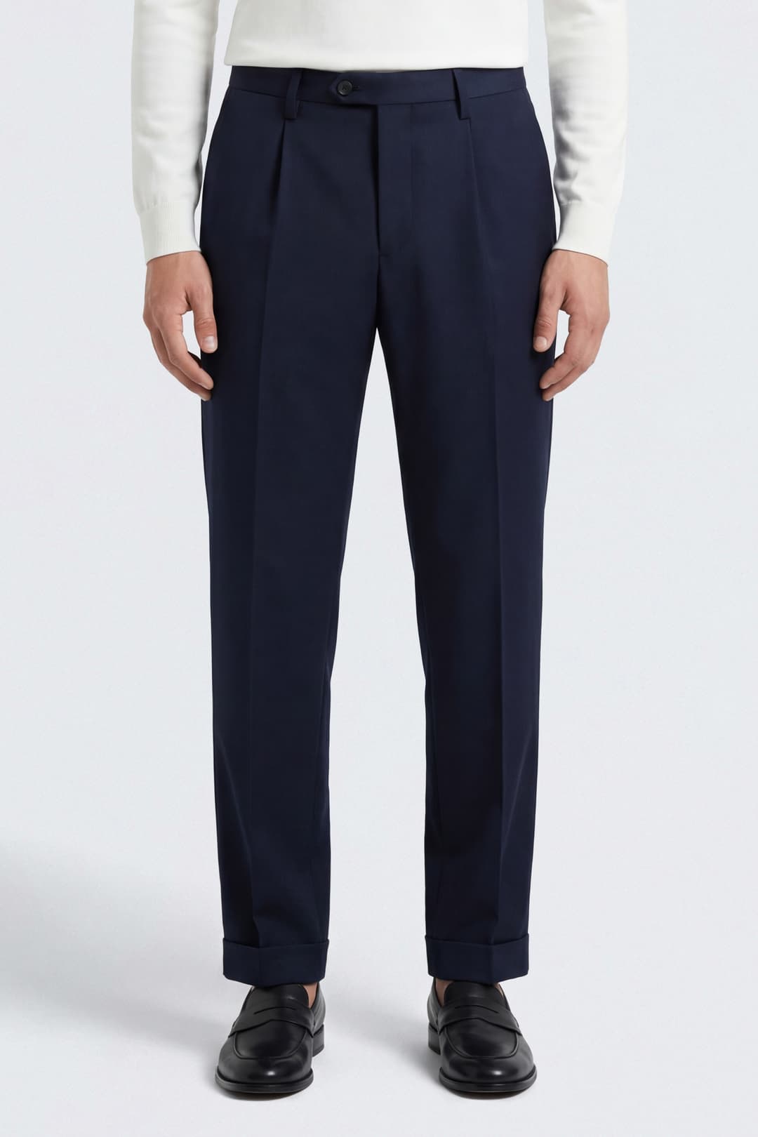 Pleated Virgin Wool Carrot Trousers