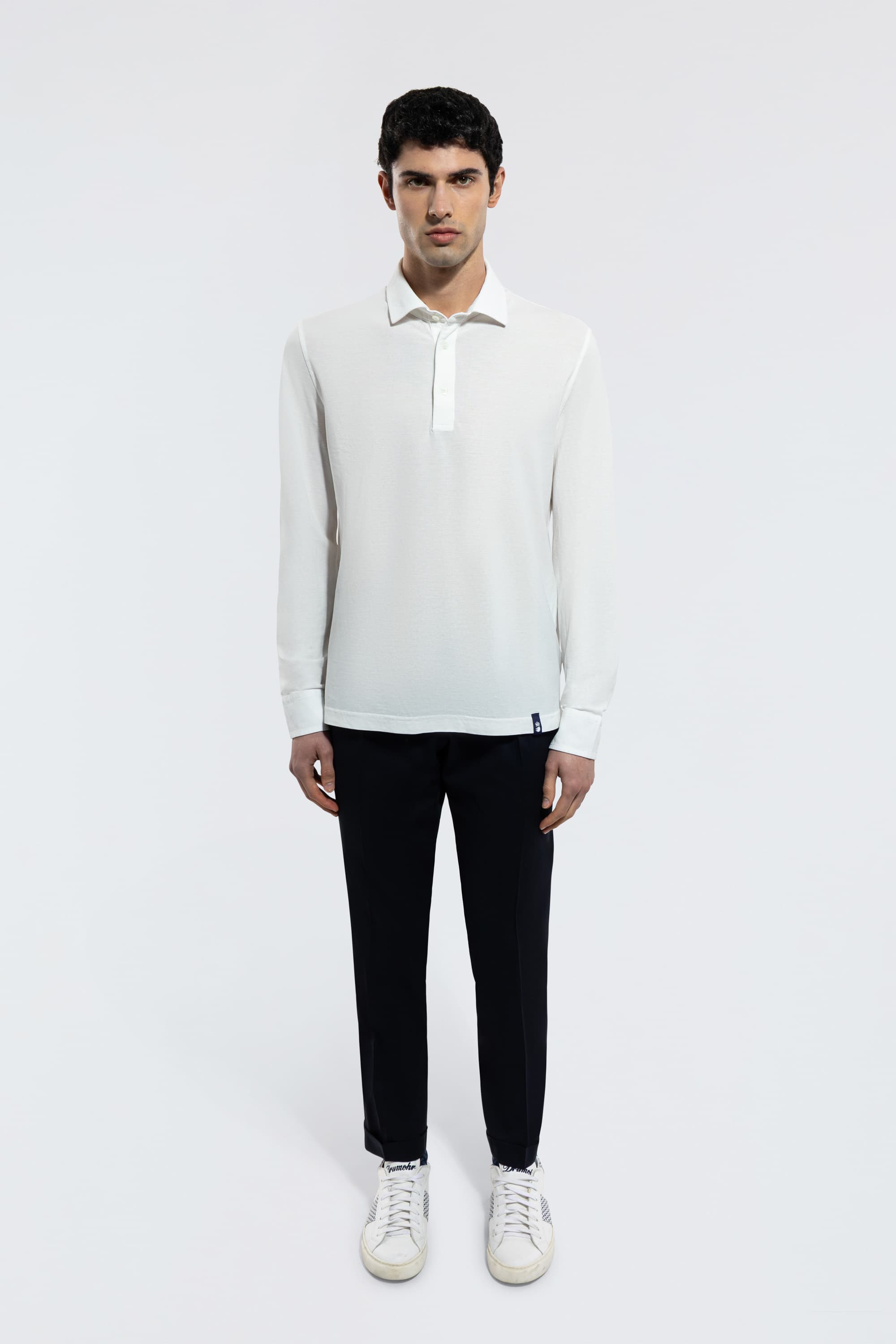 Long-Sleeved Cotton Polo - Image 2