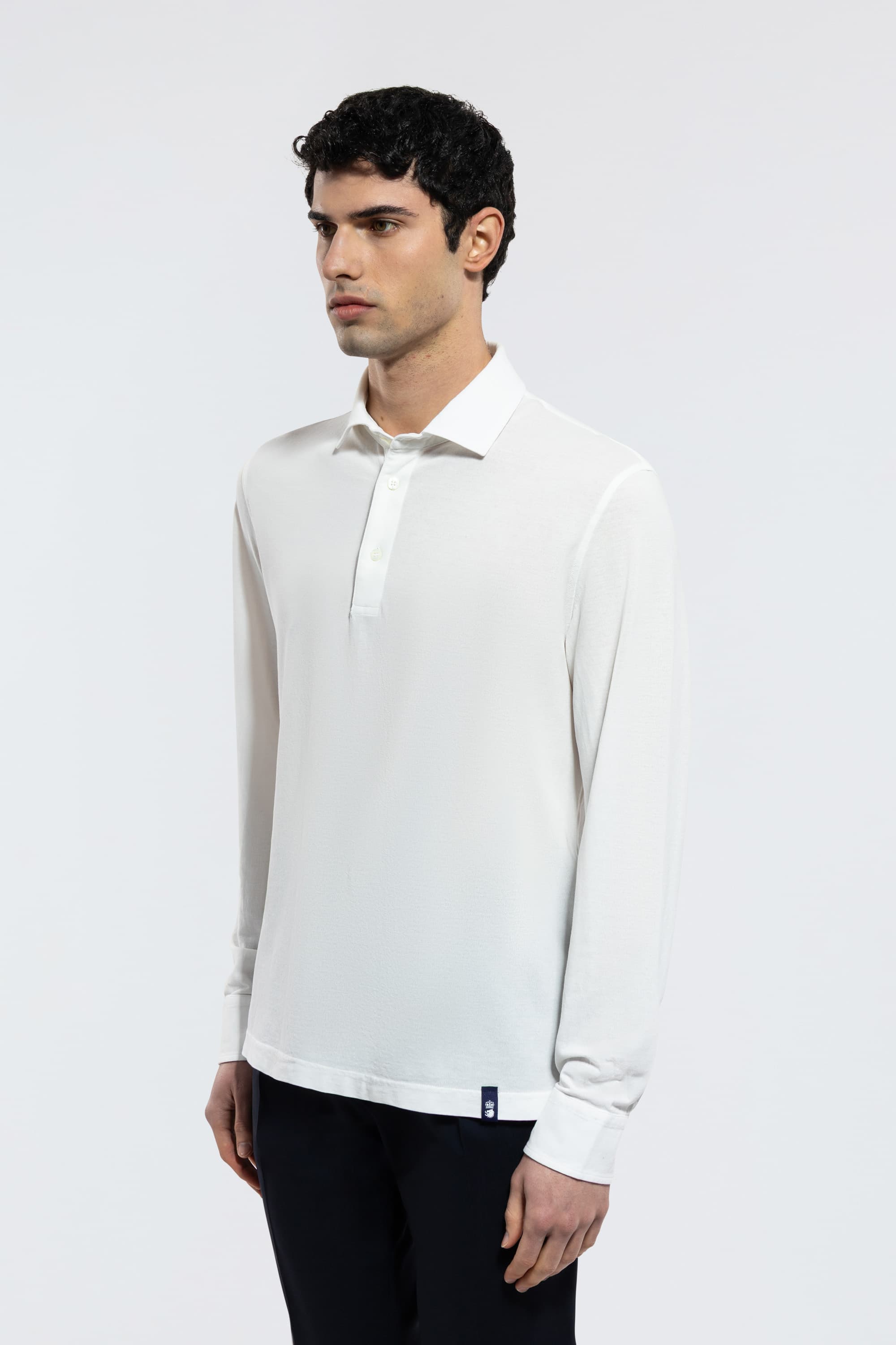 Long-Sleeved Cotton Polo - Image 3