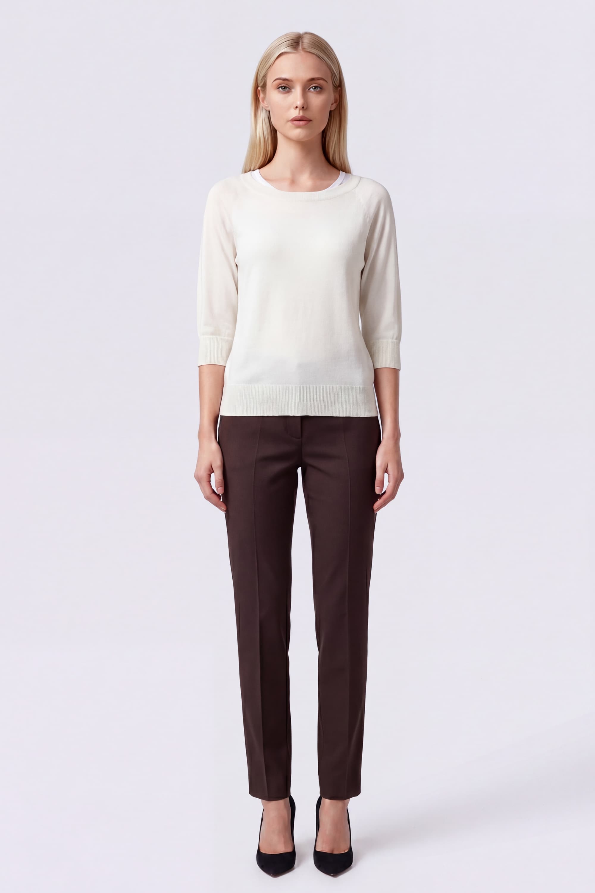 Cotton T-Shirt with Three-Quarter Sleeves - Image 2