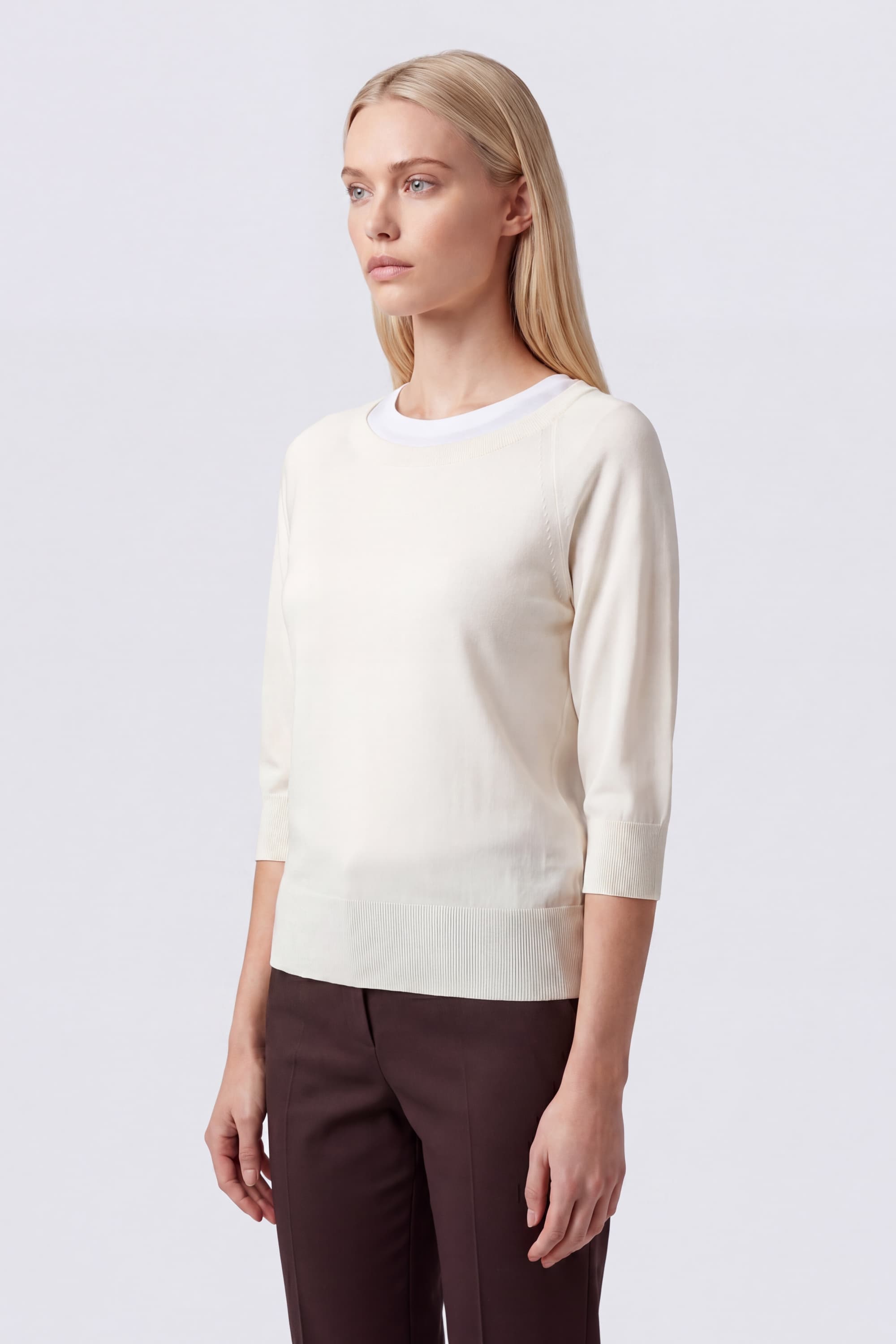 Cotton T-Shirt with Three-Quarter Sleeves - Image 3