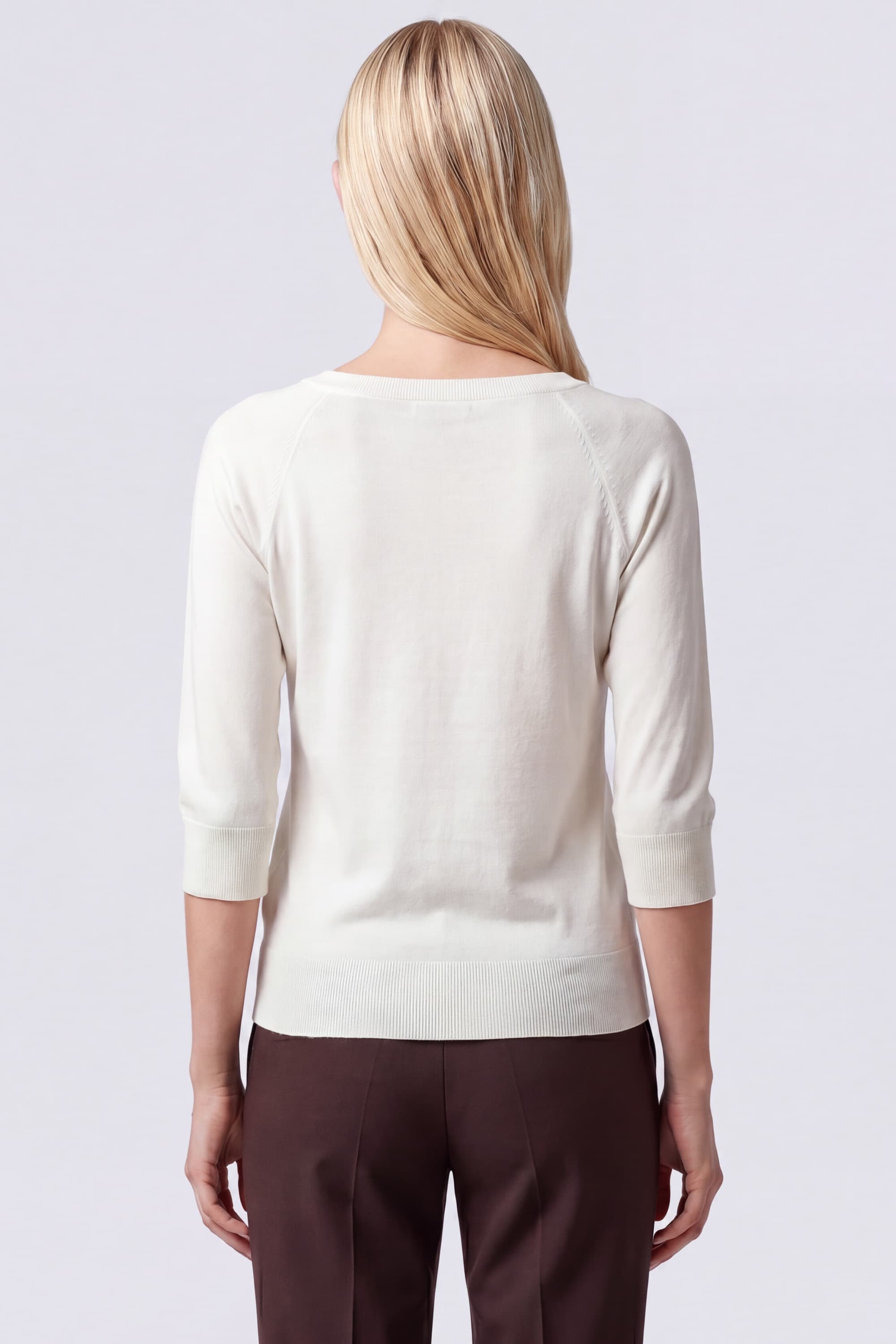 Cotton T-Shirt with Three-Quarter Sleeves - Image 4