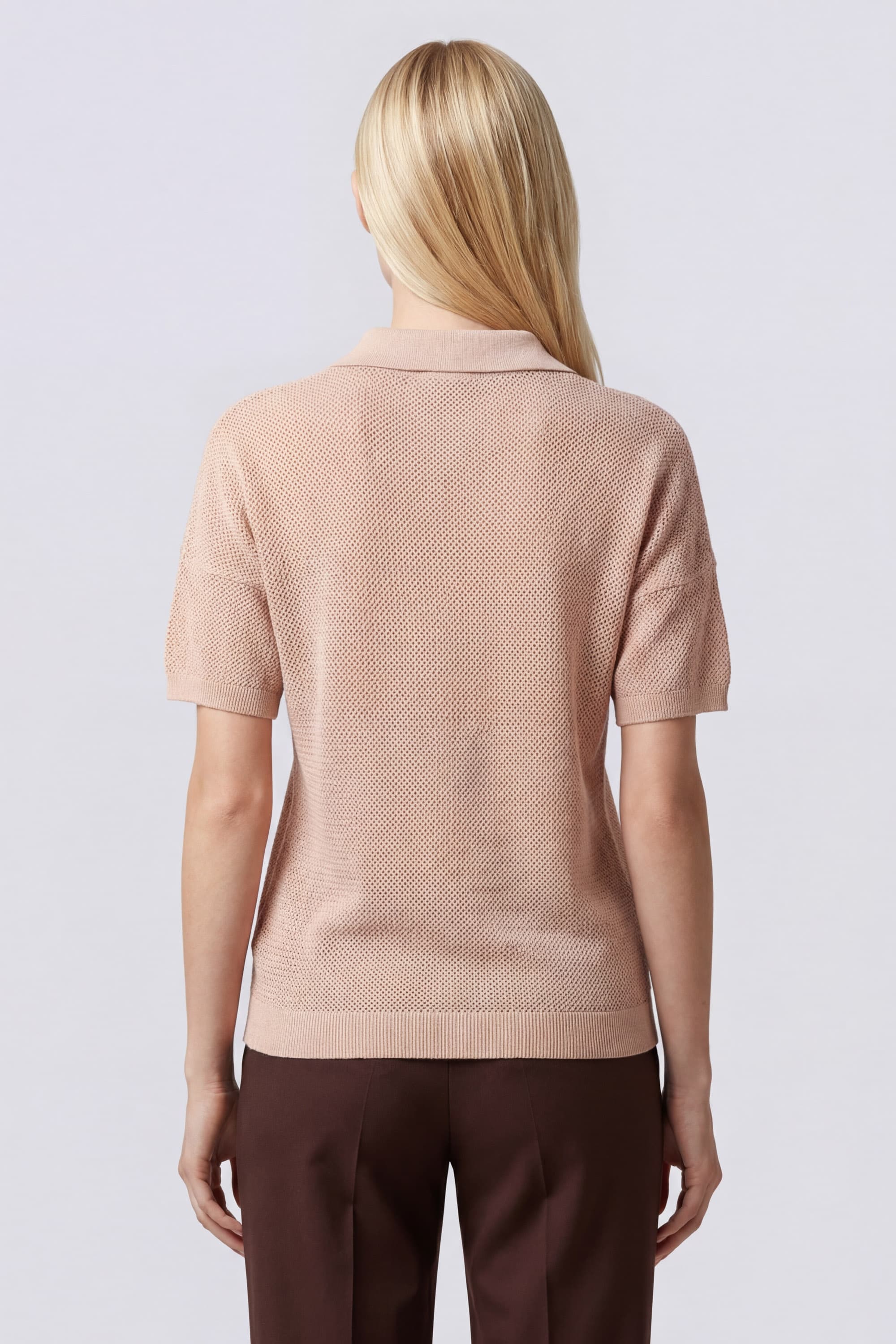 Women's Open-Knit Polo Sweater - Image 4