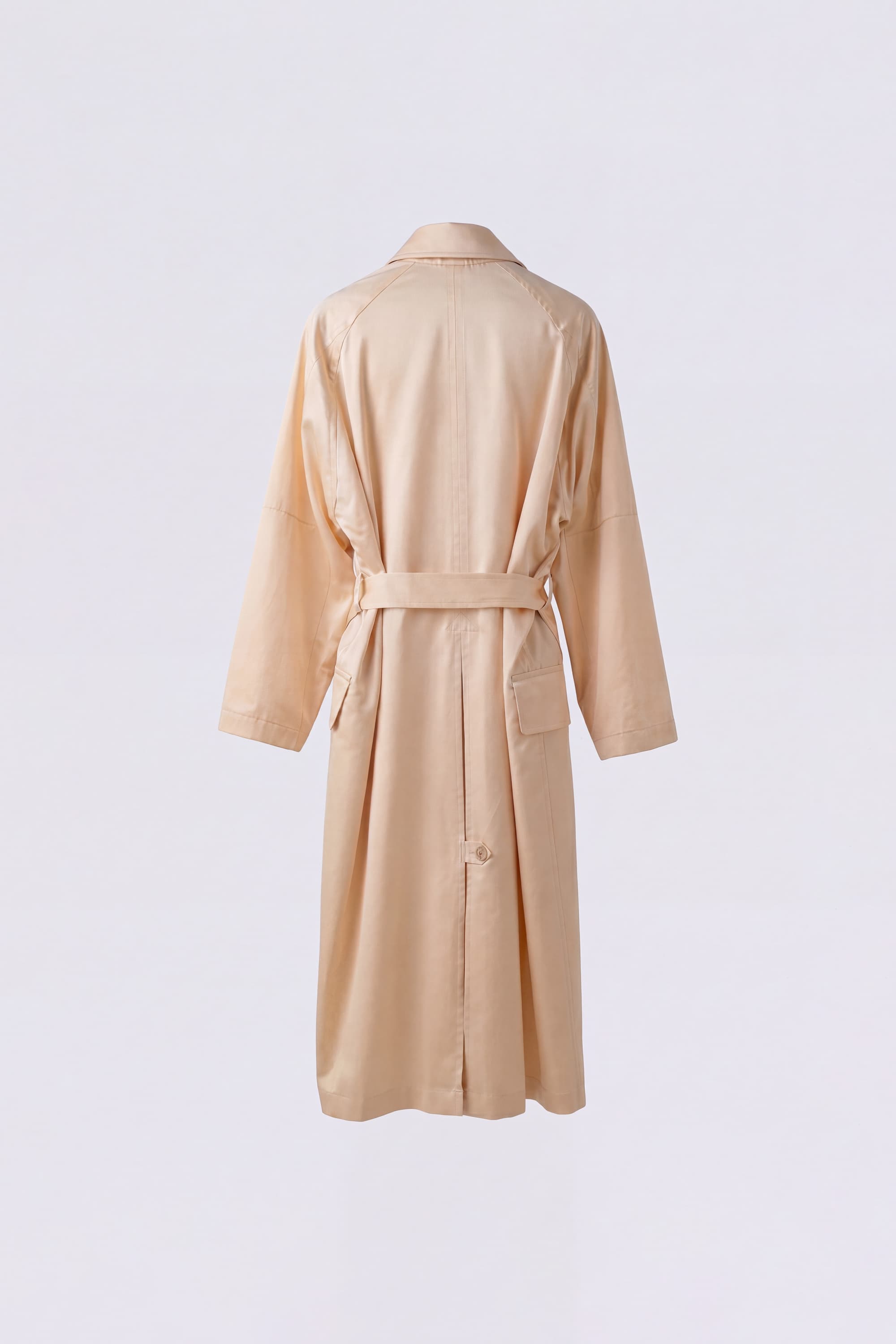 Double-Breasted Satin Midi Trench Coat - Image 5