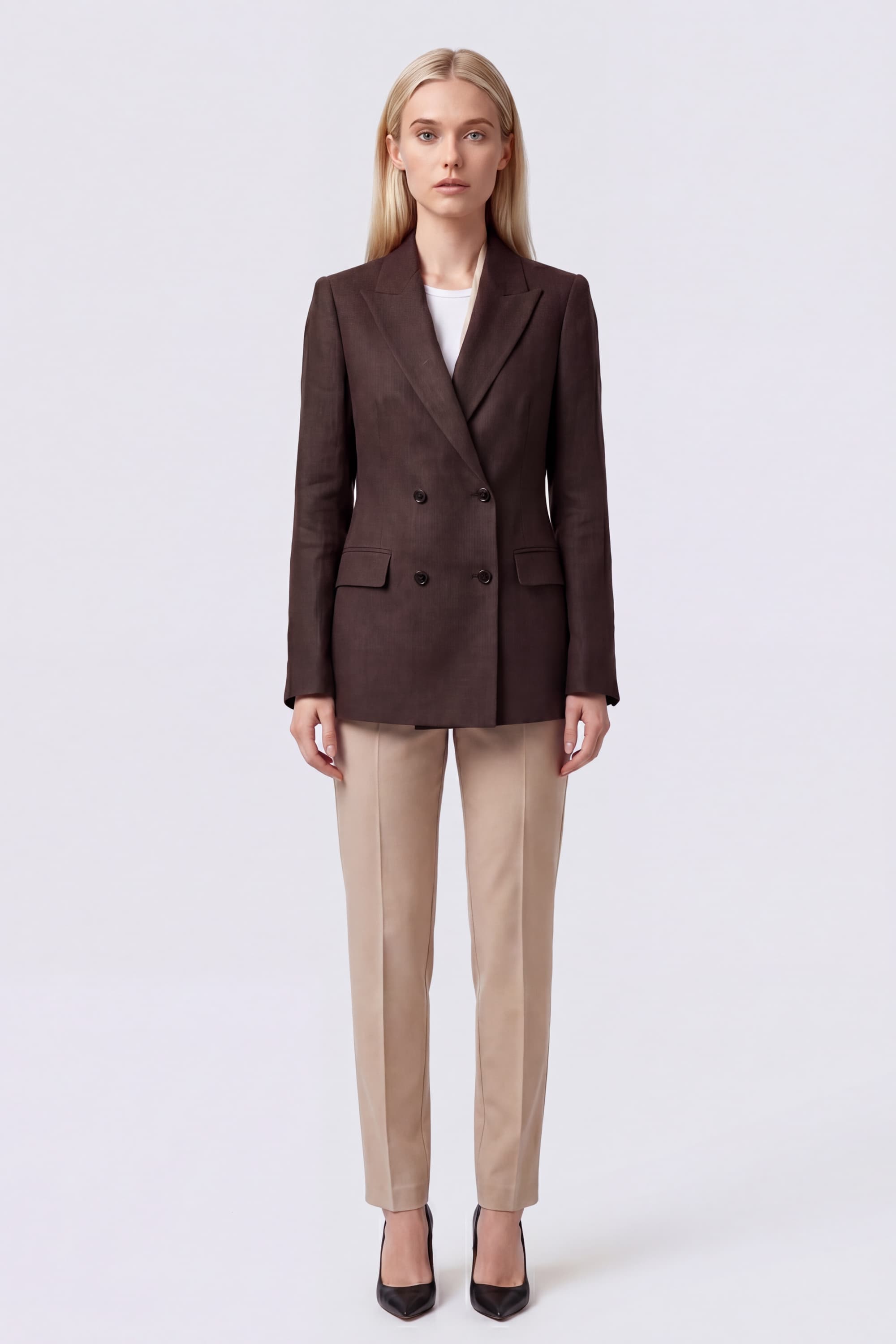 Double-Breasted Linen Blazer - Image 2