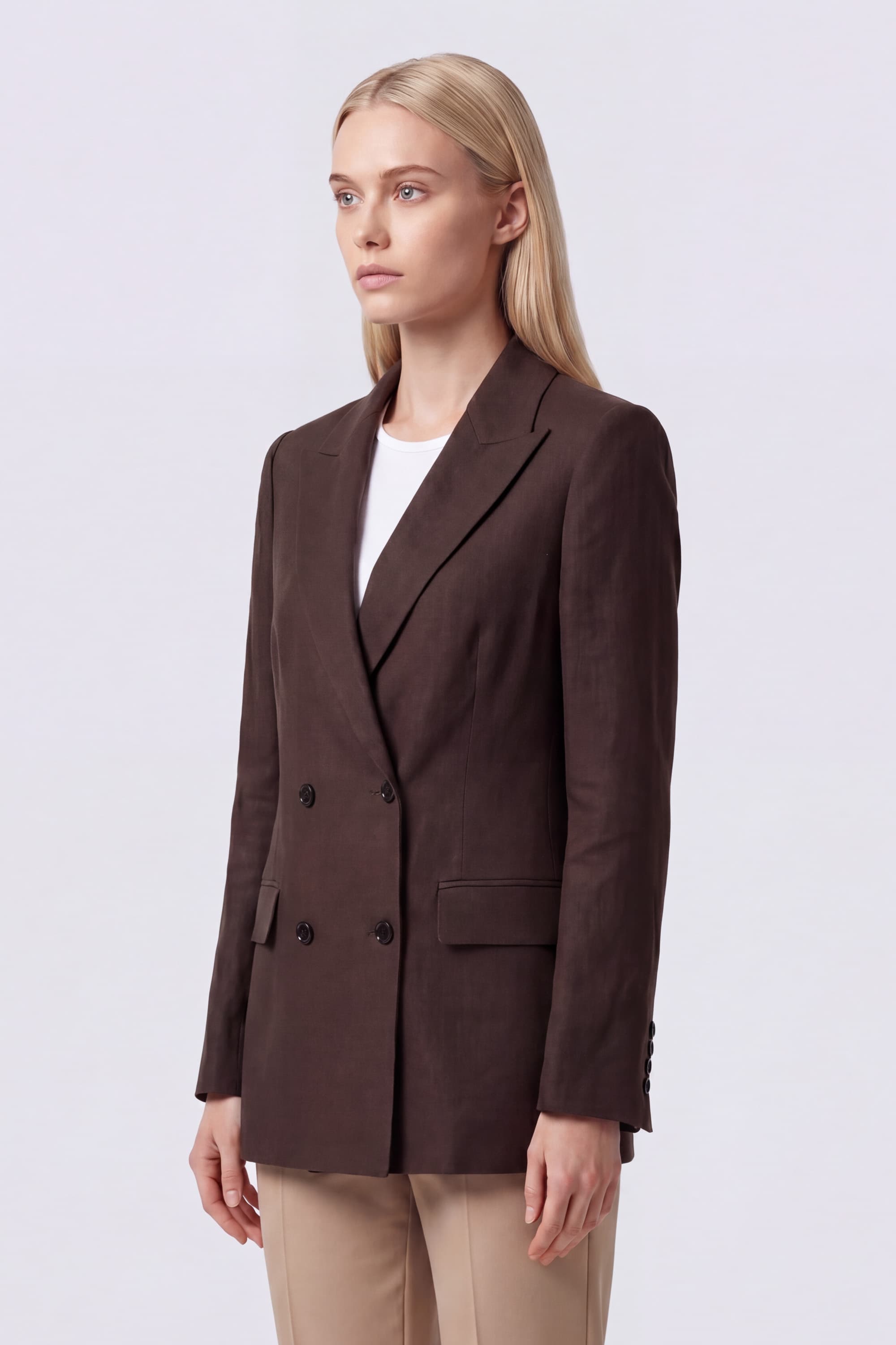 Double-Breasted Linen Blazer - Image 3