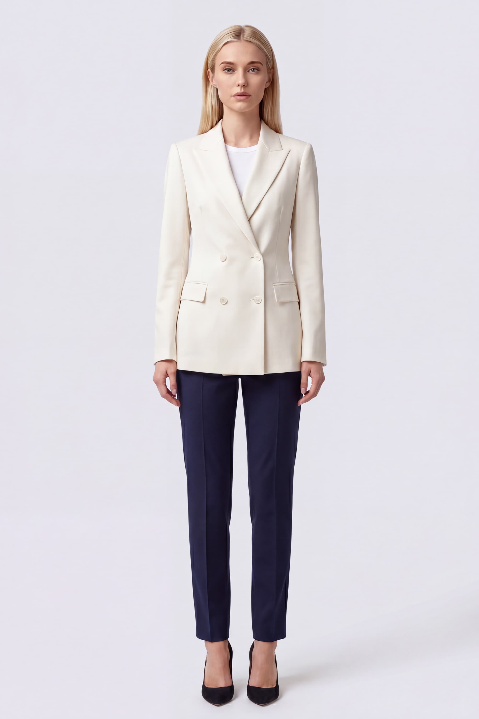 Women's Double-Breasted Tailored Blazer - Image 2