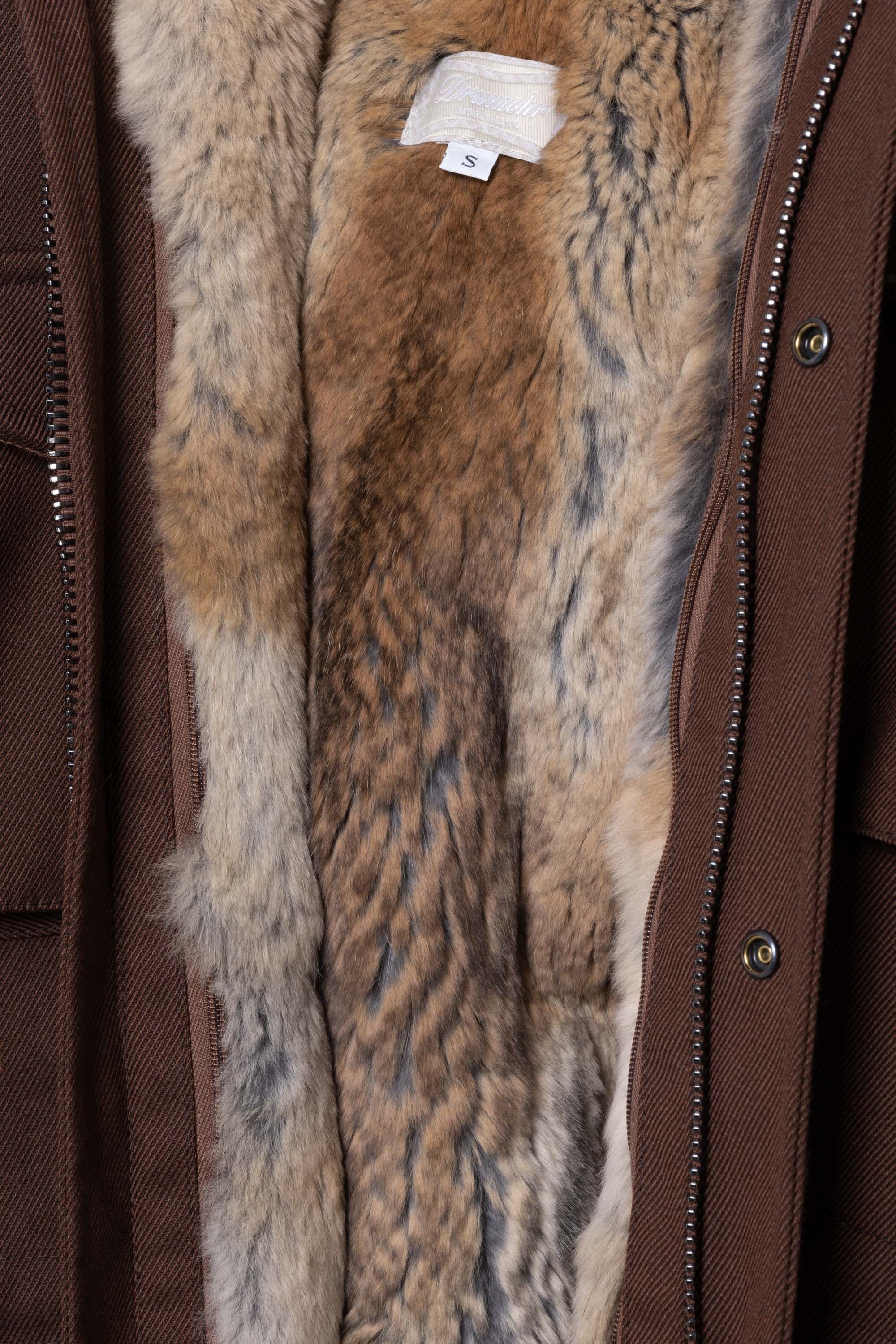 Twill Coat with Fur-Lined Hood - Image 4