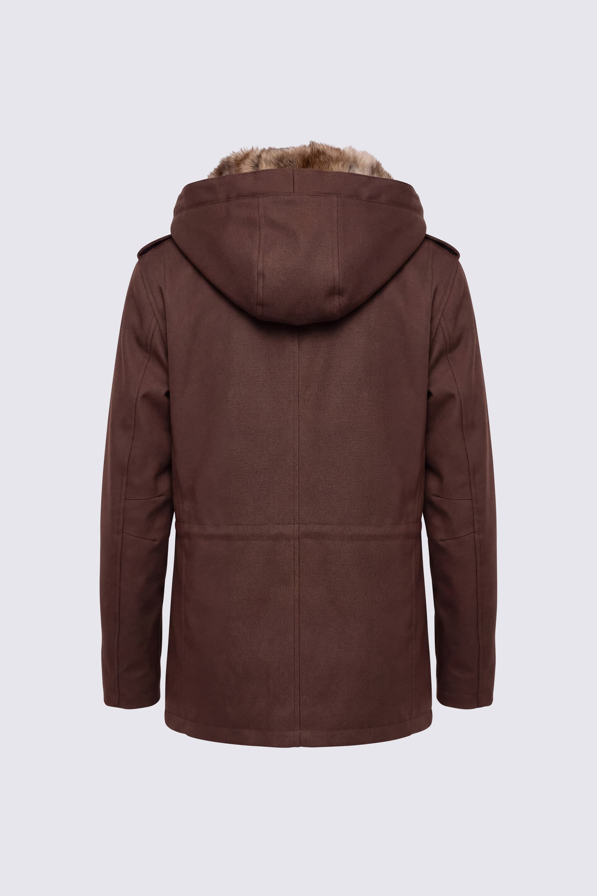 Twill Coat with Fur-Lined Hood - Image 6