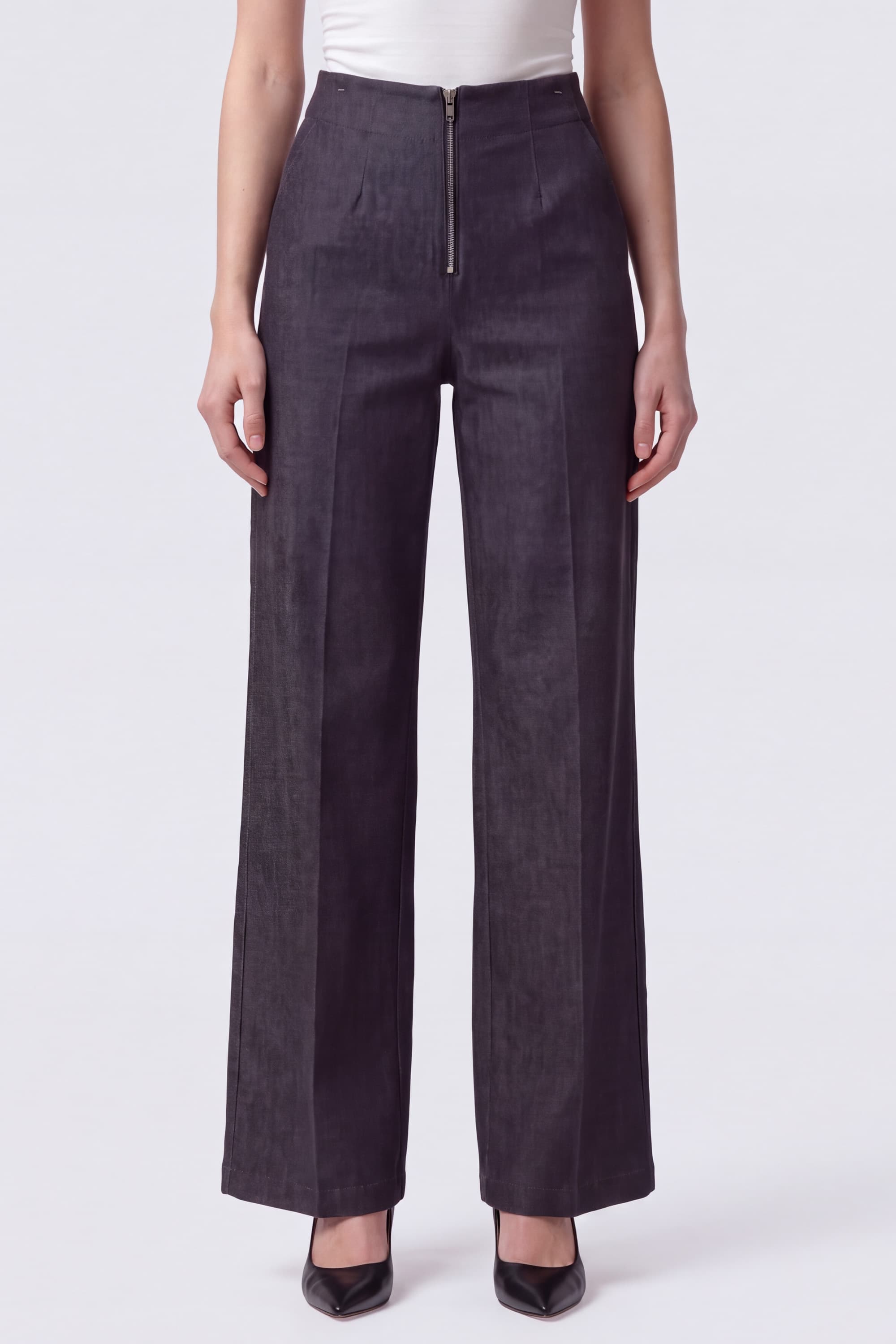 Wool Trousers with zip Detail - Image 2